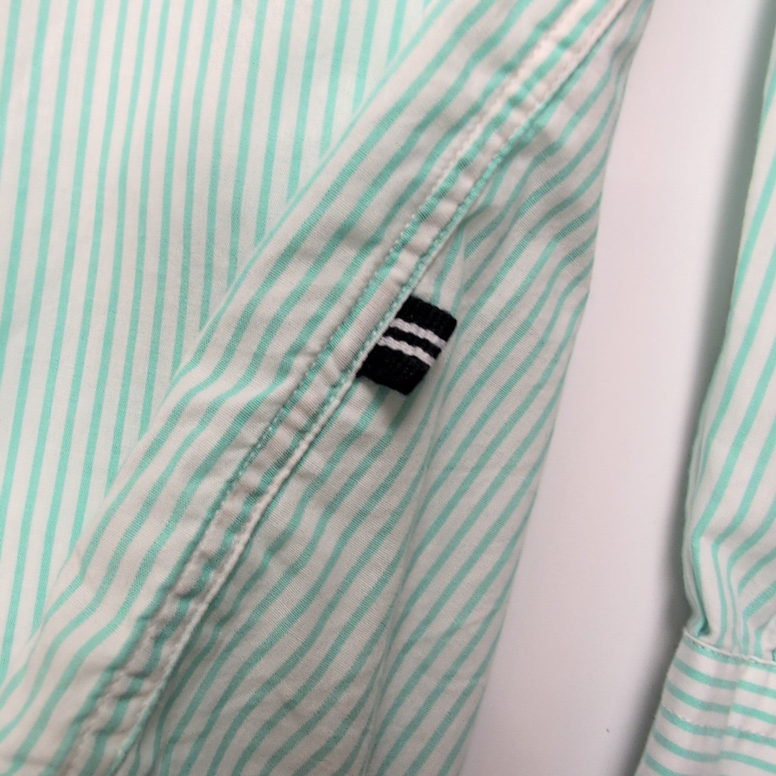 Chemise Nautica XXL Vert Pâle Rayures Logo Brodé Coton manches longues