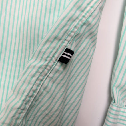 Chemise Nautica XXL Vert Pâle Rayures Logo Brodé Coton manches longues