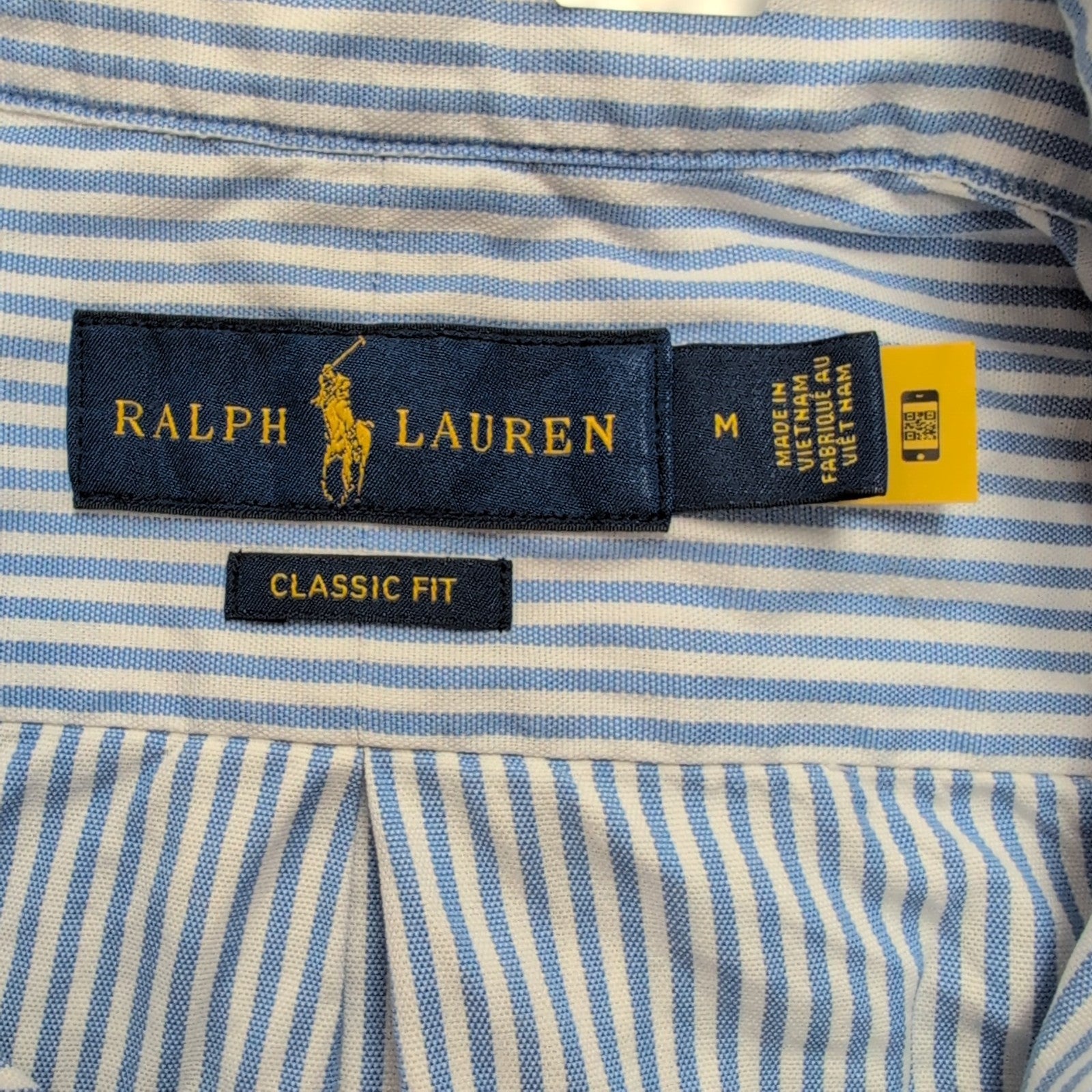Chemise Ralph Lauren Taille M Classic Fit Bleu Rayures Coton Logo Bleu Marine