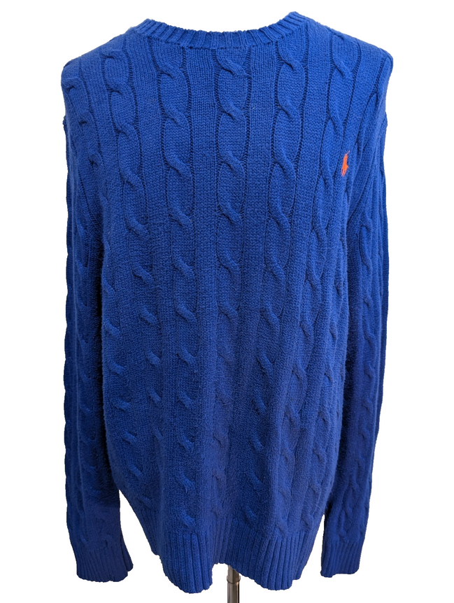 Pull Torsadé POLO Ralph Lauren Maille Dense Bleu Électrique - Taille XL