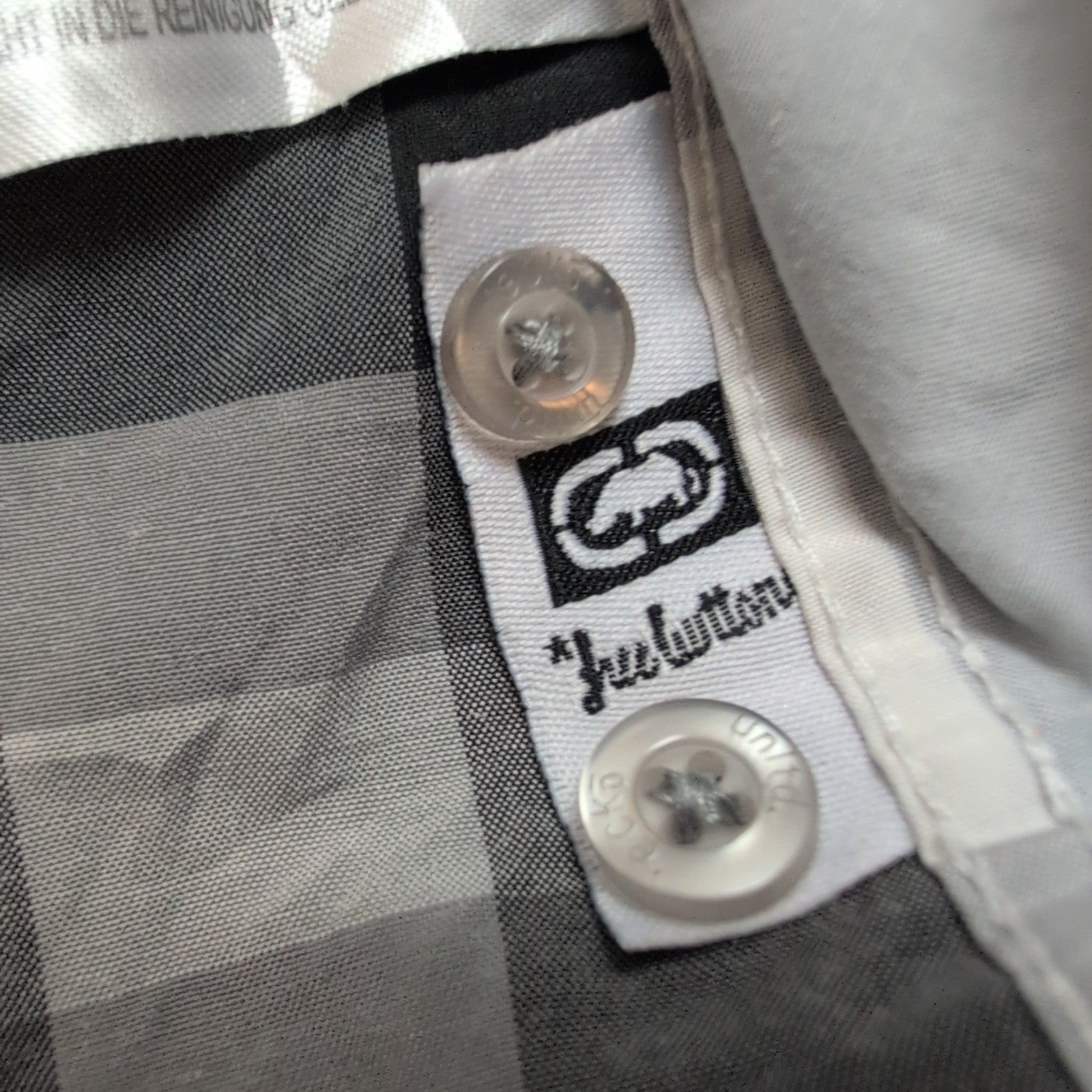 Chemise Ecko Unltd XL carreaux gris noir blanc poche manches longues