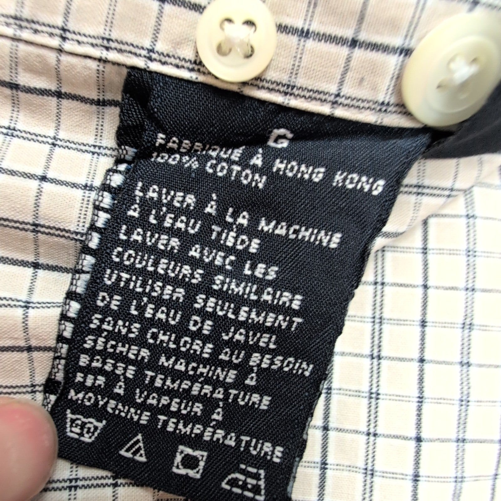 Chemise Nautica carreaux bleu marine écru manches courtes coton taille L