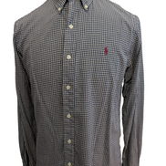 CHEMISE Polo Ralph Lauren Homme M Carreaux Bleu Marine Marron Logo Rouge