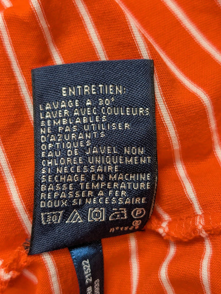Polo manches courtes Ralph Lauren Golf femme L orange rayures blanc