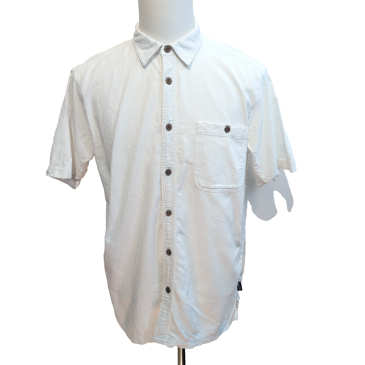 Chemise Patagonia M Blanc Coton Organique Texturé Manches Courtes