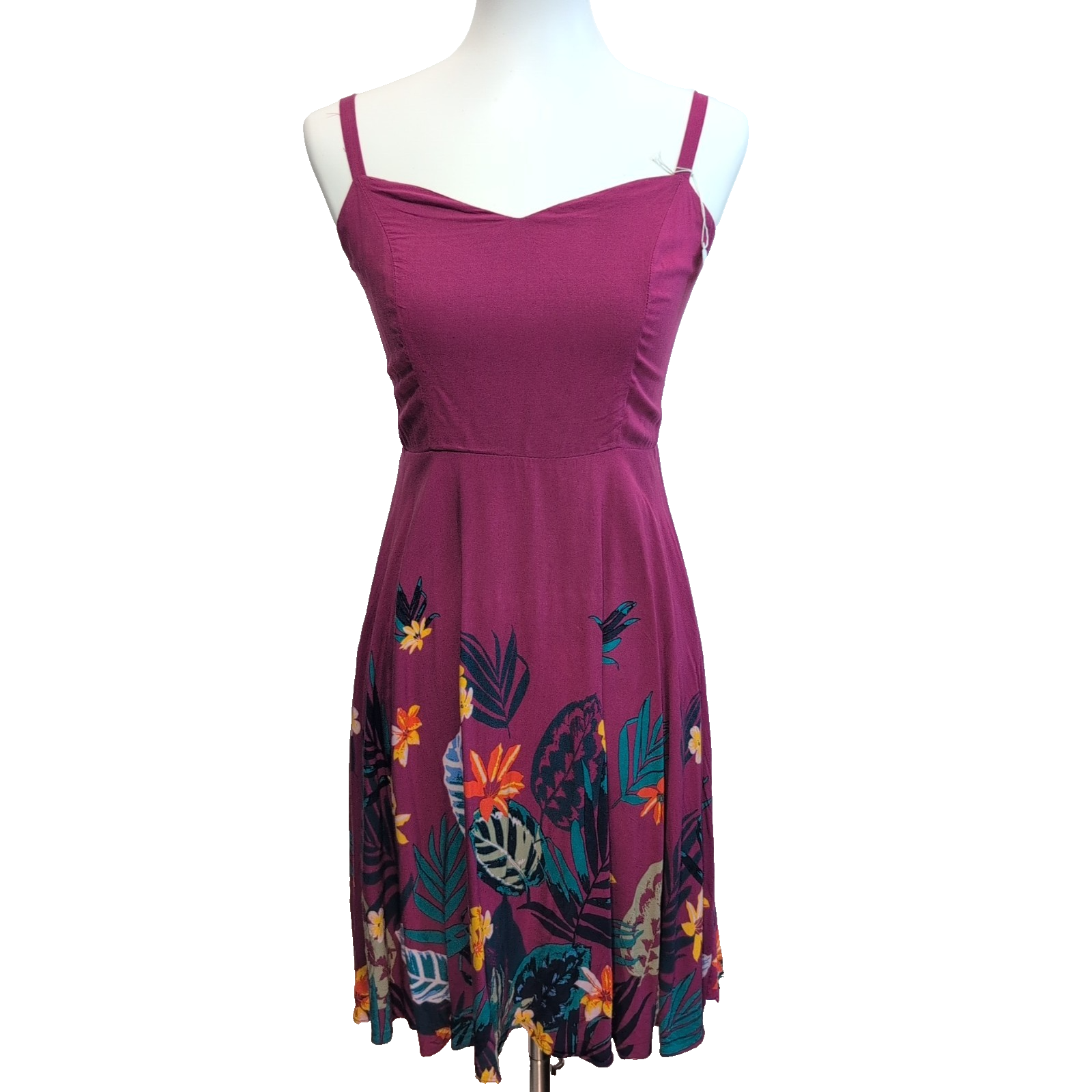 Robe d'été Femme S Viscose Violet Floral Tropical Bretelles Réglables
