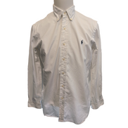 Chemise Polo Ralph Lauren Taille M Custom Fit Blanche Coton Logo Bleu Marine