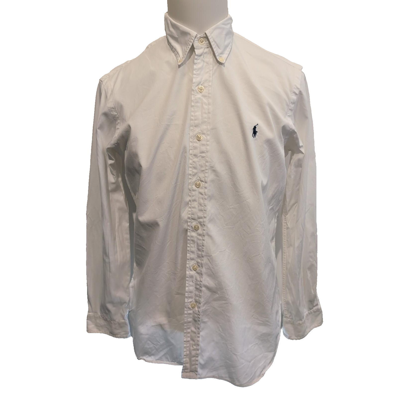 Chemise Polo Ralph Lauren Taille M Custom Fit Blanche Coton Logo Bleu Marine