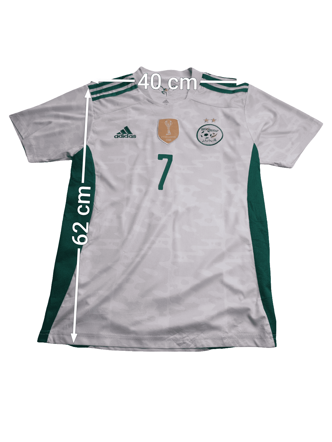 Maillot Algérie Blanc Adidas Mahrez 7 Champion Afrique 2019 Taille 176 (S/M)