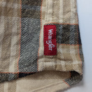 Wrangler L Chemise Western Flanelle Crème Beige Carreaux Boutons Métal