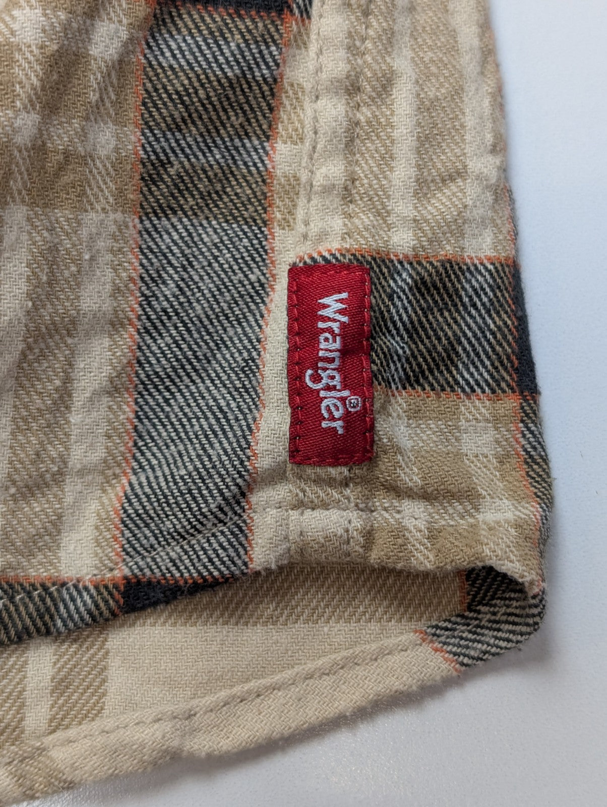 Wrangler L Chemise Western Flanelle Crème Beige Carreaux Boutons Métal