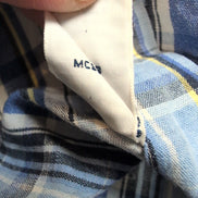 Chemise Ralph Lauren Custom Fit Homme M Bleu Carreaux Lin Coton Manches Courtes
