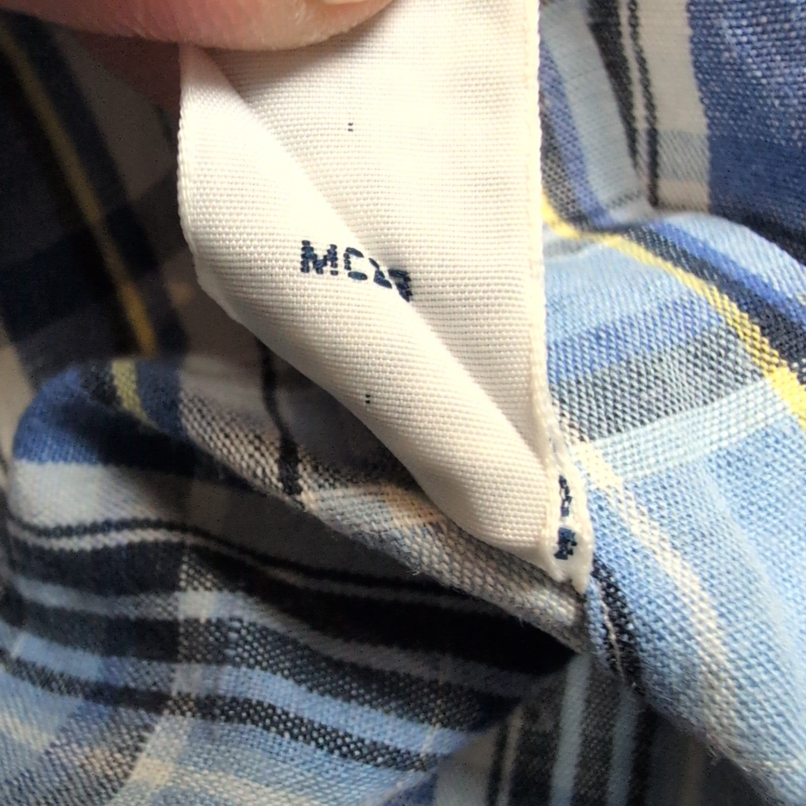 Chemise Ralph Lauren Custom Fit Homme M Bleu Carreaux Lin Coton Manches Courtes