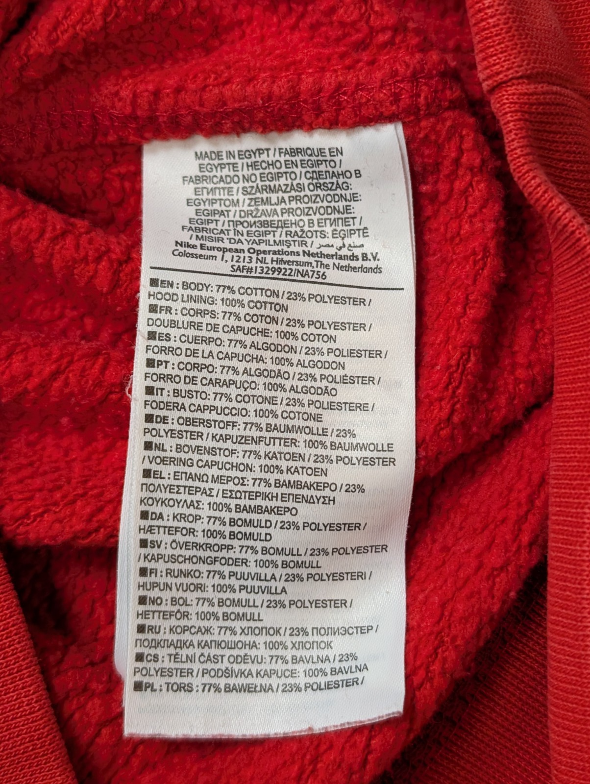 Sweat à Capuche NIKE Homme XL Rouge Logo Brodé DROITE Rare Hoodie Vintage