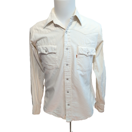 Chemise Levi's Western S Made in Canada Blanc Cassé 100% Coton RARE