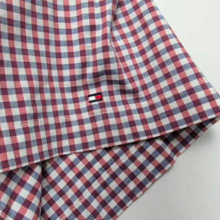 Chemise Tommy Hilfiger 2XL 3XL carreaux rouge bleu manches courtes coton