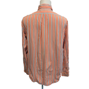 Chemise Polo Ralph Lauren L Custom Fit Rayures Orange Gris Button Down Shirt