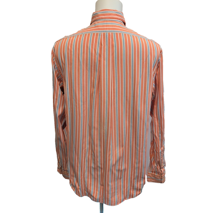 Chemise Polo Ralph Lauren L Custom Fit Rayures Orange Gris Button Down Shirt