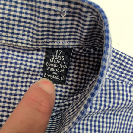 Chemise Nautica XL Col Mao Bleu Carreaux Manches court Sans Repassage