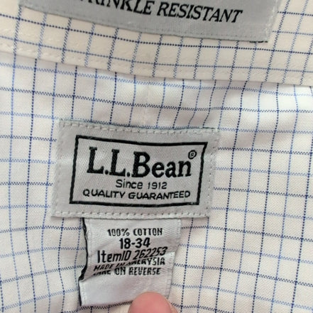 Chemise L.L. Bean blanche à carreaux taille XXL #117e