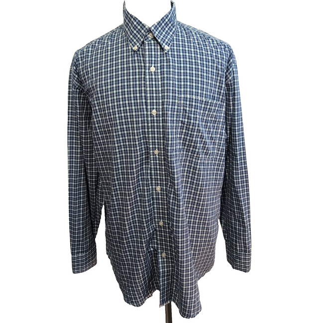 Chemise Wrangler Riata Manches Longues à Carreaux Bleus avec Poche Taille XL TG