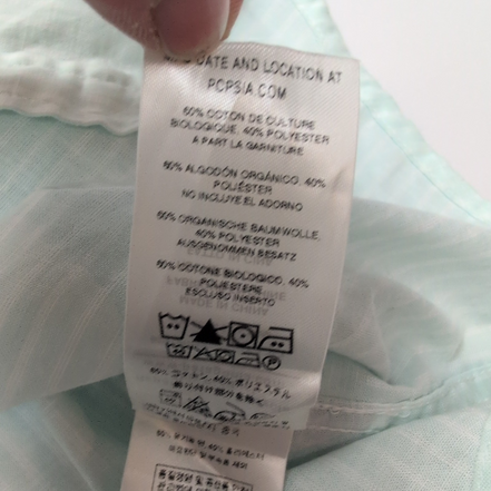 Chemise Patagonia L vert pâle rayures coton bio manches courtes