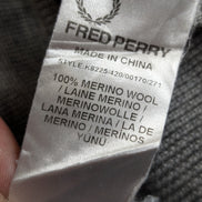 Pull Fred Perry Gris Clair Col V 100% Laine Mérinos Logo Bordeaux - Taille L