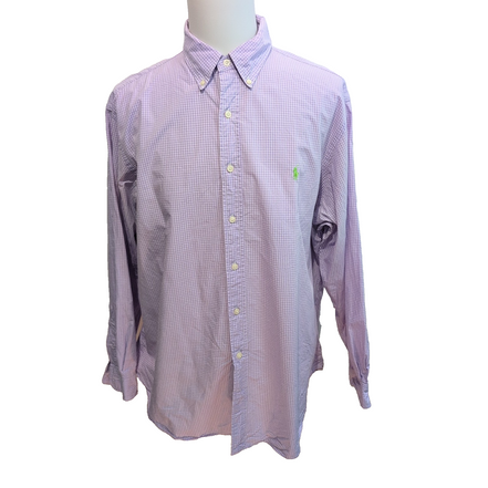 Chemise Ralph Lauren Classic Fit XXL Lilas Carreaux Logo Vert manches longues