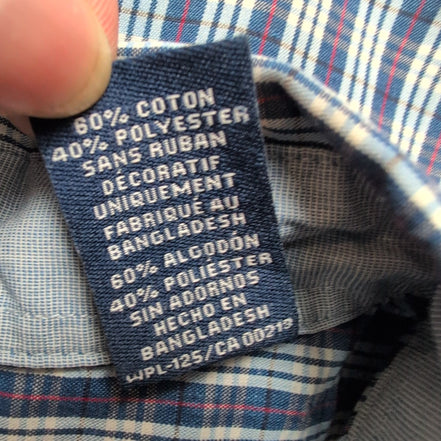 Chemise Chaps modèle Easy Care carreaux bleu et rouge poche M