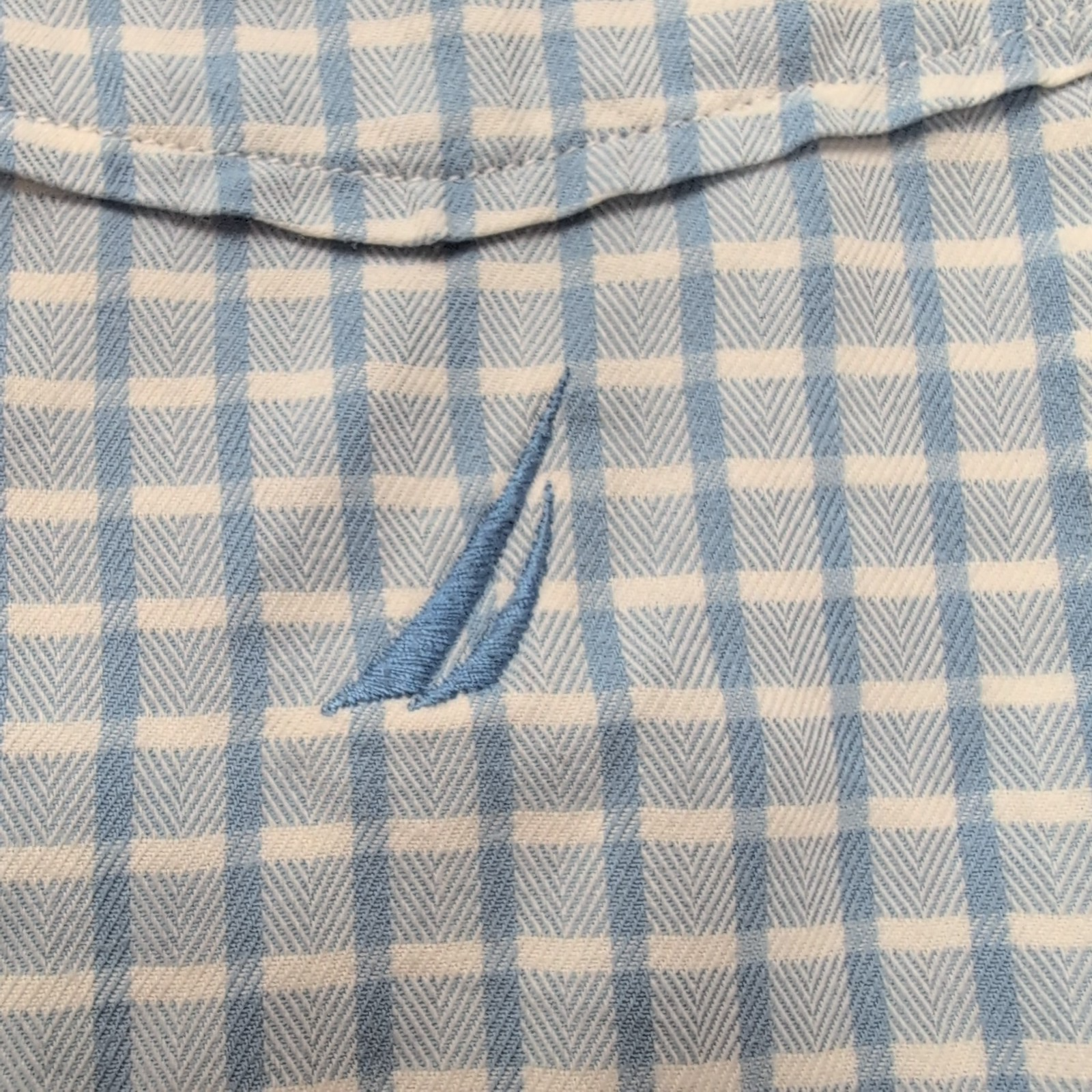 Chemise Nautica bleu ciel petits carreaux manches longues 1 poche M