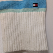 Pull Col V Tommy Hilfiger à rayures Bleu Ciel et Blanc Femme - Taille M