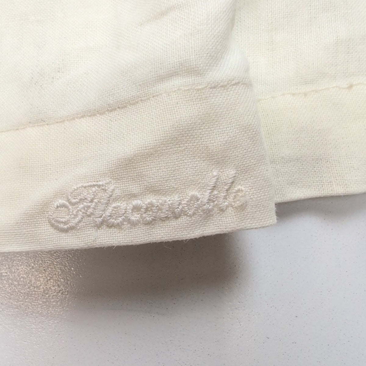 Chemise Hawaïenne Flaconoble  style Cuba Panama M Lin Coton Broderie Blanc Cassé