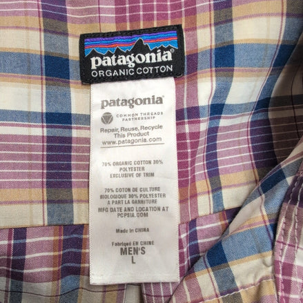 Chemise Patagonia L Bordeaux Carreaux Coton Organique Poche Homme