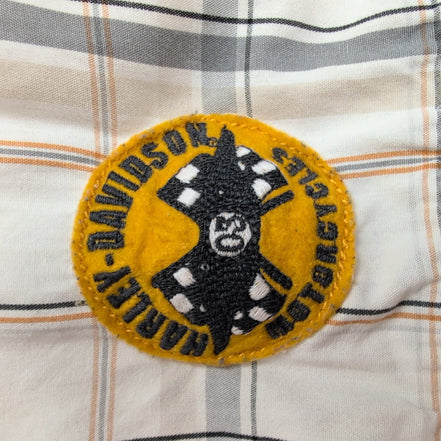 Chemise Harley-Davidson L Carreaux Blanc Cassé Logo Brodé manches courtes