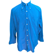 Chemise Nautica Oxford L bleu uni coton manches longues logo brodé