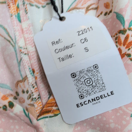 Robe Escandelle Paris T.S Rose Fleurie Viscose Neuve Avec Étiquette