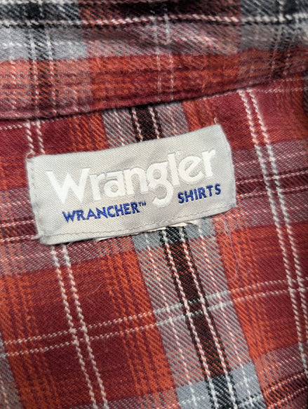 Wrangler M Chemise Western Flanelle Rouge Carreaux Boutons-pression