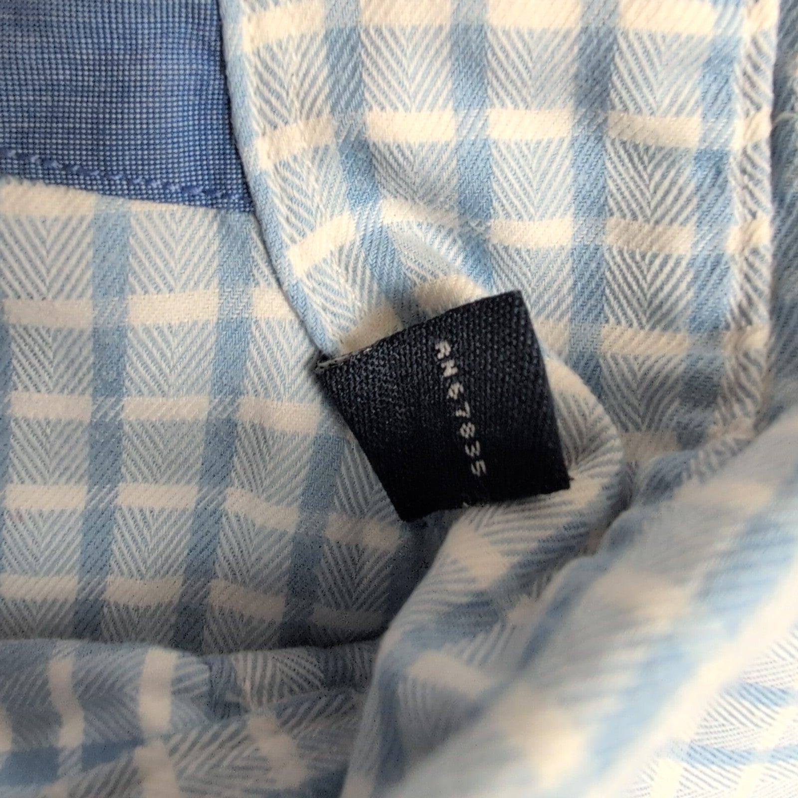 Chemise Nautica bleu ciel petits carreaux manches longues 1 poche M