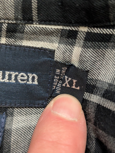 CHEMISE Ralph Lauren homme XXL TBE FLANELLE Noir Blanc défaut 🌑