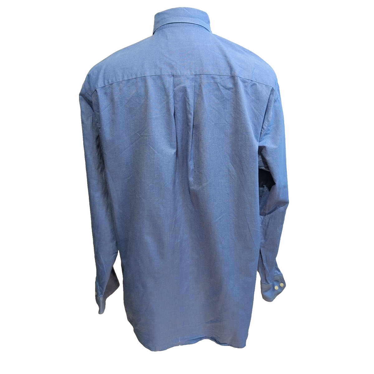 Chemise Nautica L/XL Bleu Uni Coton Oxford Logo Brodé Manches Longues