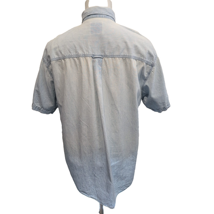 Chemise Chaps Ralph Lauren L Jean Bleu Manches Courtes Vintage Coton