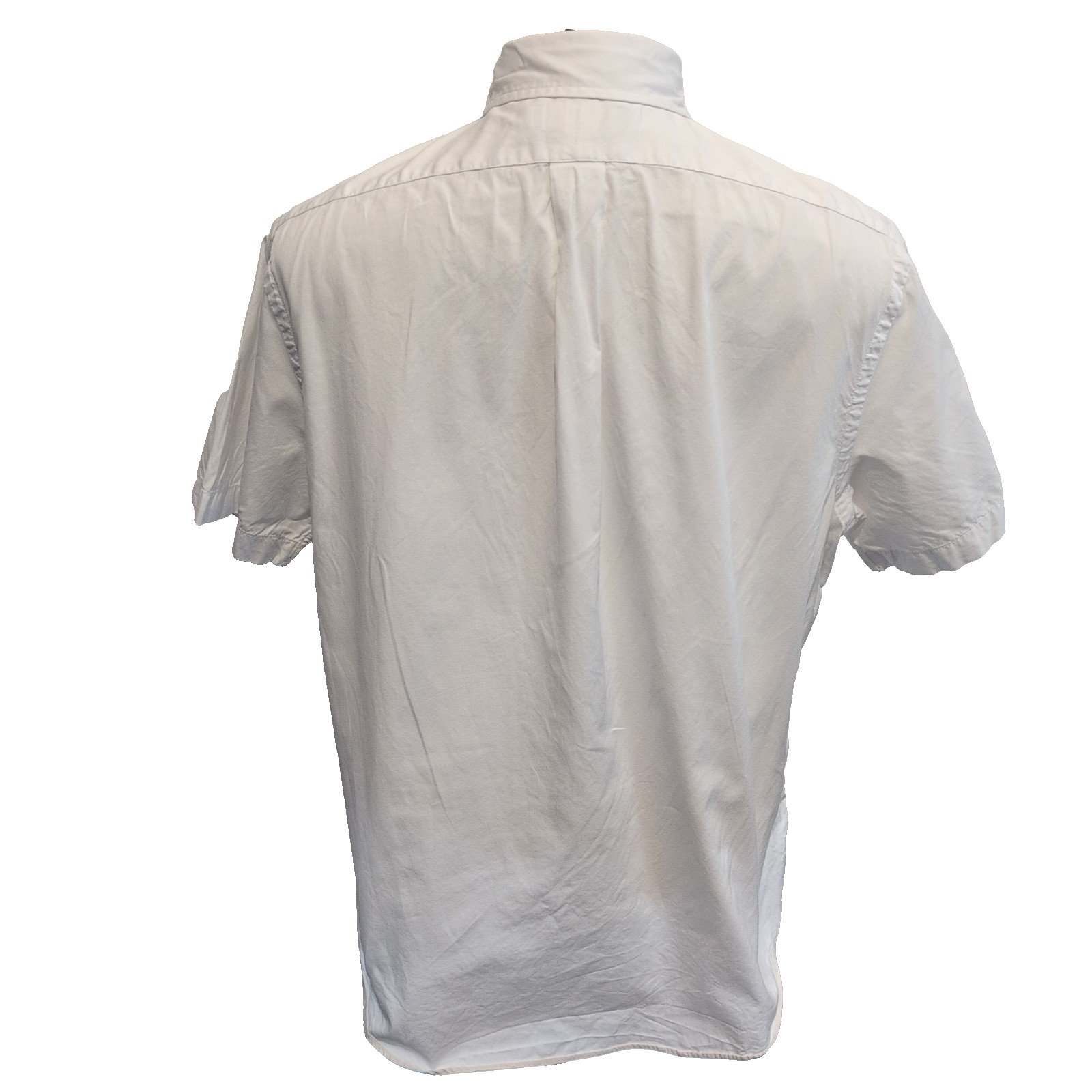Chemise Ralph Lauren L blanc uni manches courtes logo bleu marine coton