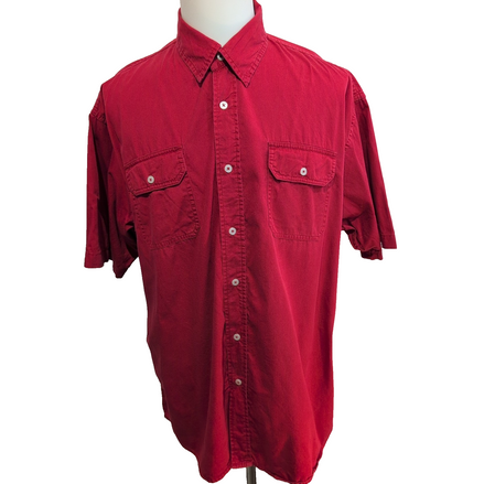 Chemise Wrangler Manches Courtes Rouge à Poches Taille XL