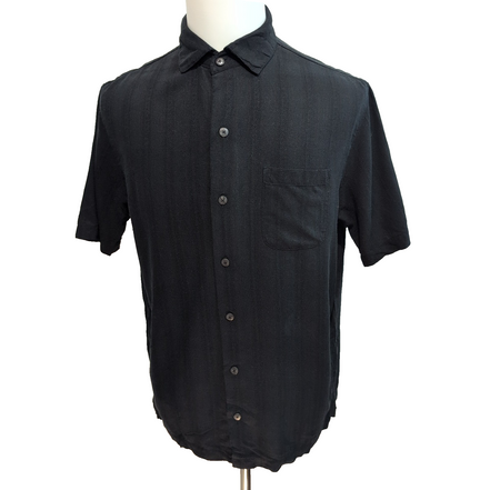 Chemise Hawaïenne Paradise Collection M Noire Gaufrée 100% Soie manches courtes