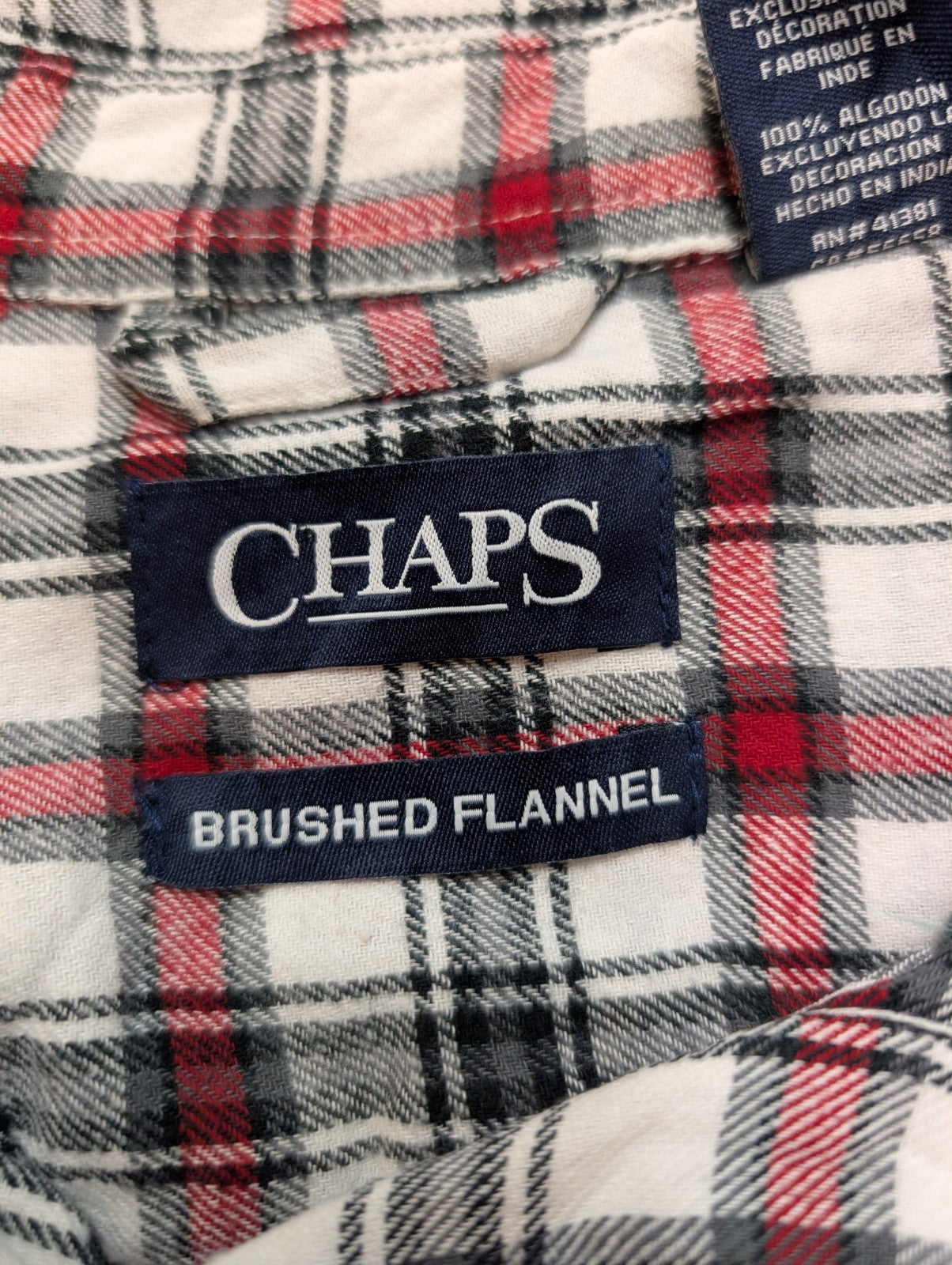 🔥 CHEMISE FLANELLE CHAPS L (G) CARREAUX ROUGE NOIR BÛCHERON LOGO BRODÉ