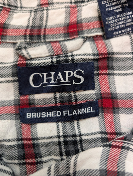 🔥 CHEMISE FLANELLE CHAPS L (G) CARREAUX ROUGE NOIR BÛCHERON LOGO BRODÉ