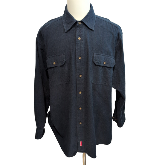 Chemise Levi's XXL Bleu Marine Chamoisée 100% Coton 2 Poches manches longues