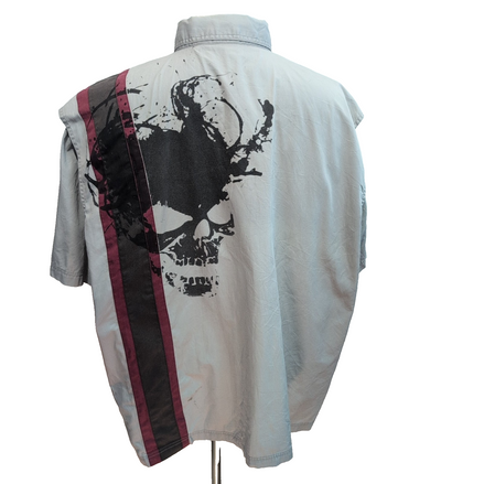 Chemise Harley Davidson 2XL Grise Manches courtes Ventilée Tête de Mort 2 Poches
