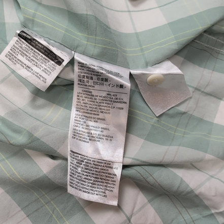 Chemise LEVI'S Homme XL Vert Pâle à Carreaux Manches Courtes Poche