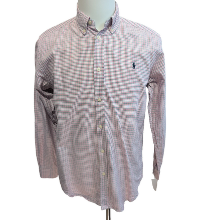 Chemise Ralph Lauren Junior XL 18/20 Carreaux Rose Noir Logo Noir